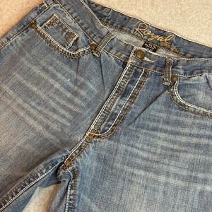 Royal Premium Mens Y2K Relaxed Straight Leg Jeans Contrasting Gold Stitch 34x30